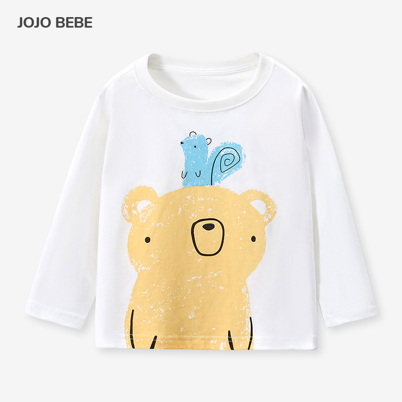 JOJOBEBE otoño nueva ropa infantil europea y americana Camiseta de algodón de manga larga de dibujos animados cuello redondo Camiseta de los niños