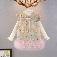 女宝宝国风连衣裙冬季2025新款儿童旗袍汉服套装保暖公主年服裙子