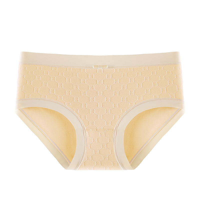 Verano de las mujeres de algodón fino transpirable antibacteriano entrepierna sin costuras media cintura simple Plaid triángulos cortos en stock