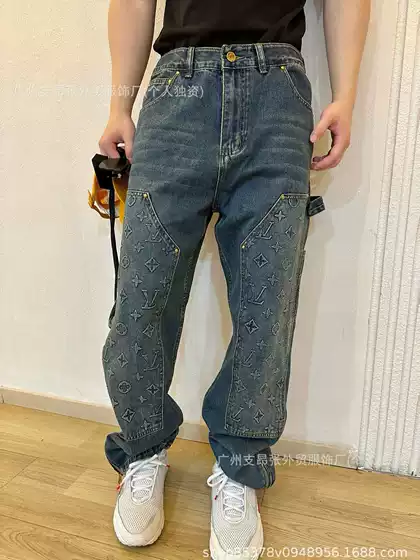 Donkey House 25 New Embossed Embossed Workwear Washed Jeans Steel Stamped High Quality L Length Pants Versatile and Trendy