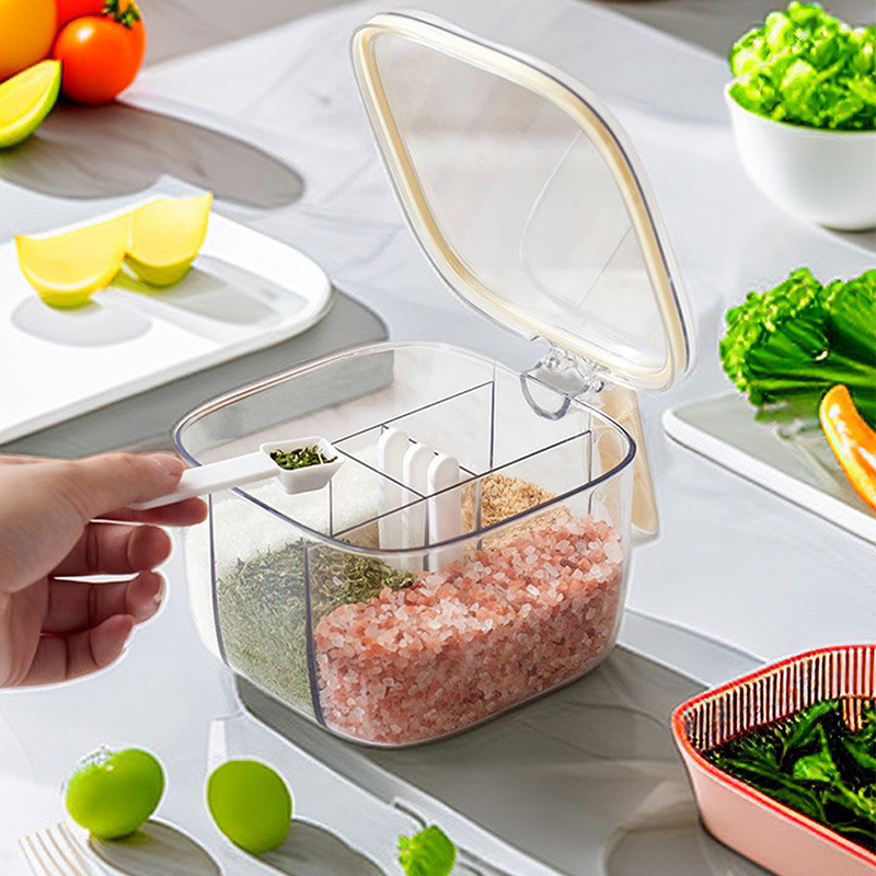 調味料ボックスセットキッチン家庭用調味料缶塩味の素胡椒調味料香料収納ボックス一体多格|undefined
