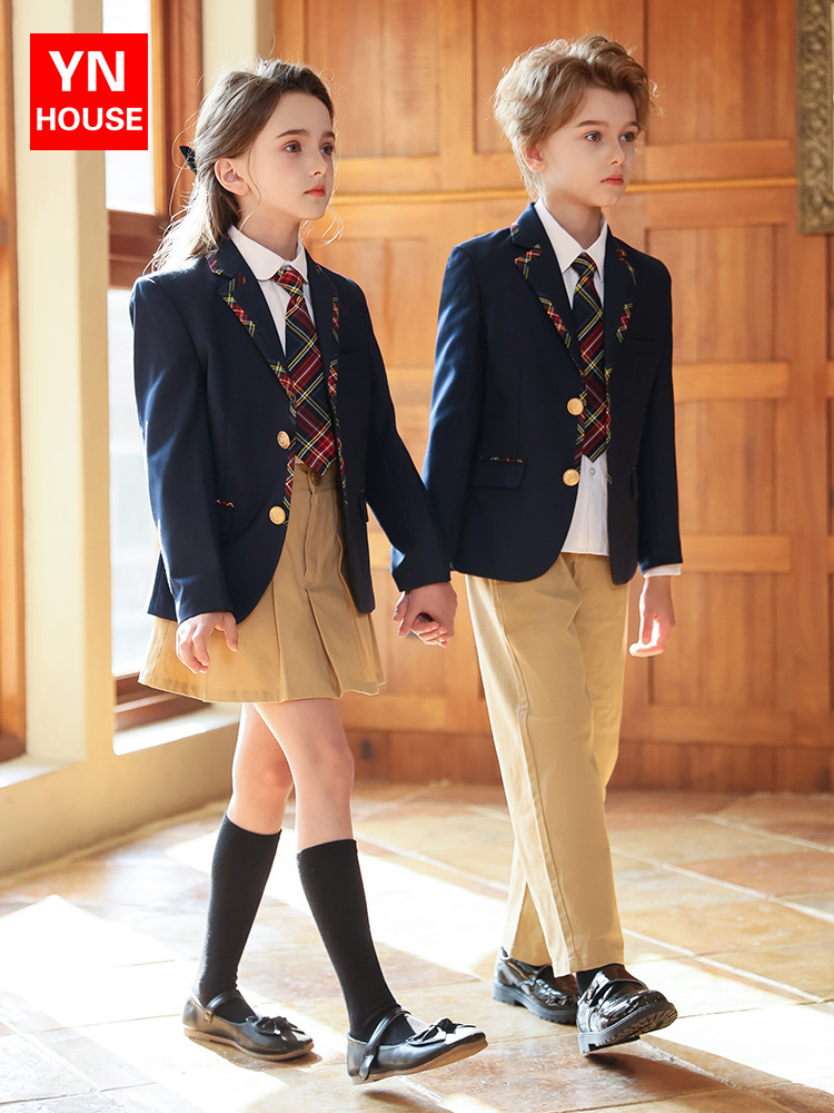 Uniforme escolar de estilo británico para estudiantes de primaria, traje de estilo universitario para niños, uniforme de clase para estudiantes de secundaria, uniforme de jardín de infantes