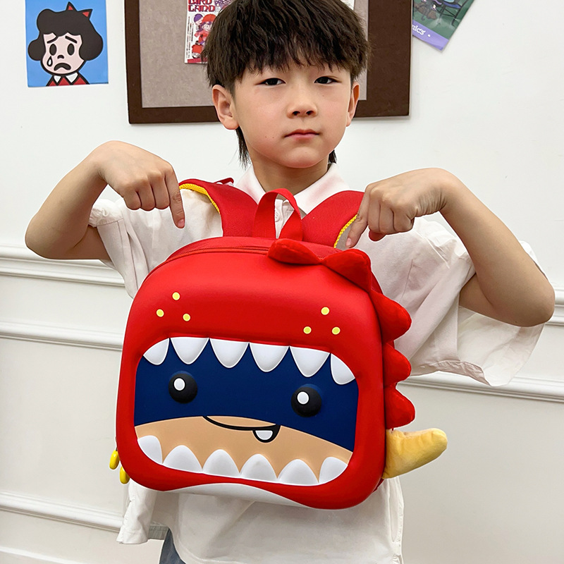 Jardín de infantes mochila de cáscara dura de dibujos animados mochila de huevo de dinosaurio, mochila de niños de clase media y pequeña, mochila de niños y niñas