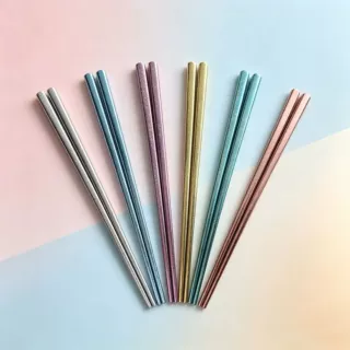 纯钛筷子冰花结晶彩色钛筷家用高档抗菌防霉钛金属方形筷子钛餐具