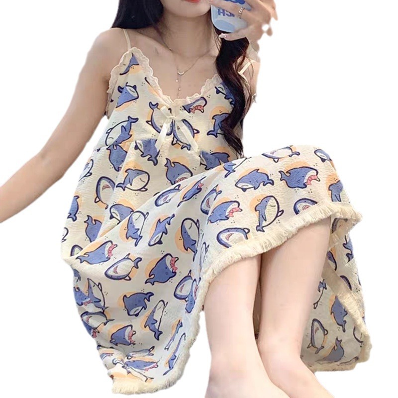 Pijama de verano dulce cabina almohadilla de pecho de algodón princesa vibrante pijama vestido vestido de ropa de hogar comercio exterior al por mayor