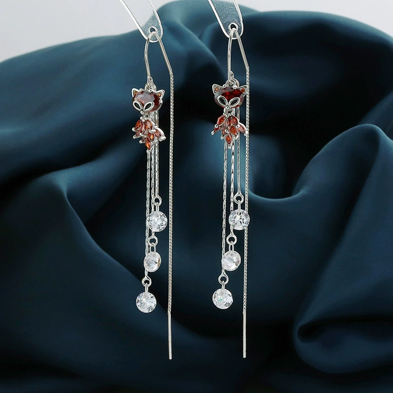 Красные серьги, корейский стиль, светская роскошь