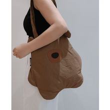 三色补丁饼干熊单肩包女2024夏新款百搭手拎包可爱卡通大容量包包