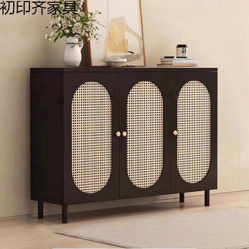 New Retro Rattan Shoe Cabinet Doorway Home Simple Modern Entrance Wall Storage Cabinet Entry Living Room Storage