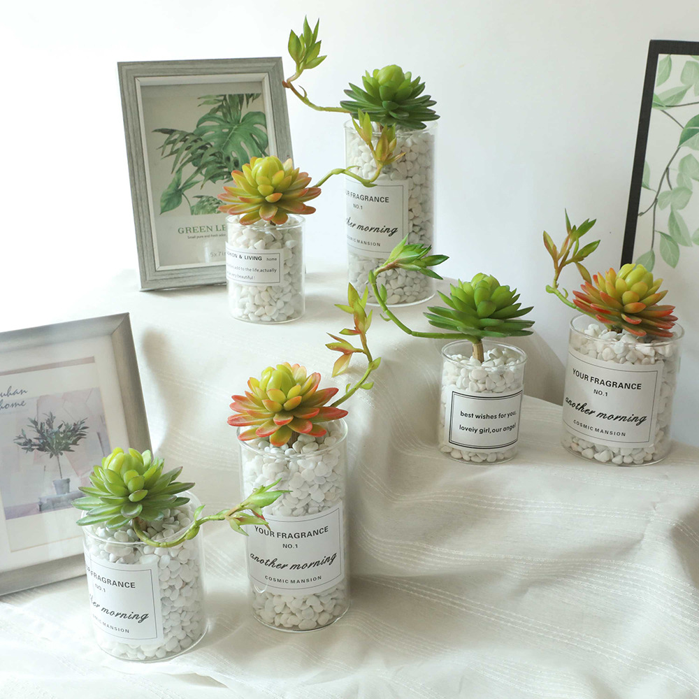 帶花睡蓮多肉植物仿真花廠家家居裝飾婚慶花牆植物牆假花MW17693