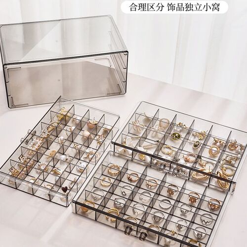 Transparent jewelry storage box drawer-type ring earrings necklace household large-capacity acrylic jewelry storage box