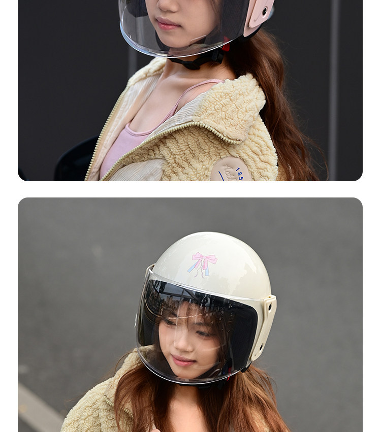 2026 National Standard 3C Certified Electric Vehicle Helmet for Women, Cute Bowknot, All-Season Windproof and Sunscreen Motorcycle Safety Helmet