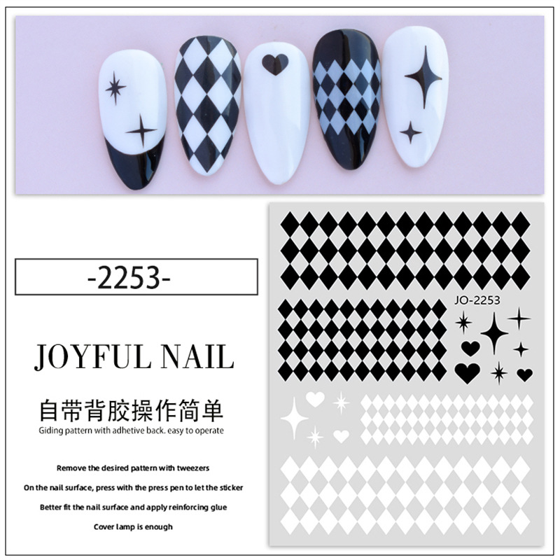 Especial transfronterizo para nuevo diamante Pegatinas de uñas a cuadros Estilo ins Pegatinas de uñas de diamante simple Adhesivo de cinturón impermeable