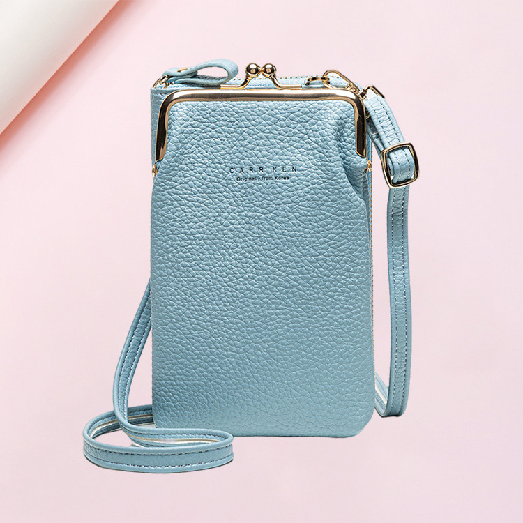 Bolso del teléfono móvil del patrón del lichi bolso del mensajero del hombro de las mujeres de la nueva manera de las mujeres bolso del teléfono móvil del color sólido del estilo coreano