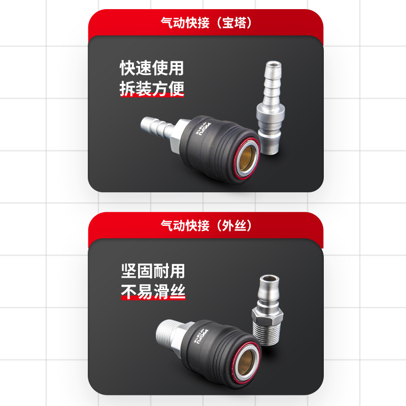 Conector rápido autoblocante tipo C neumático Wufu para tuberías de compresor de aire, conexión de manguera de aire de doble extremo, conector rápido de doble extremo.