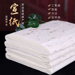 安徽宣紙半生半熟生宣熟宣100張四尺初學毛筆書法國畫創作練習紙