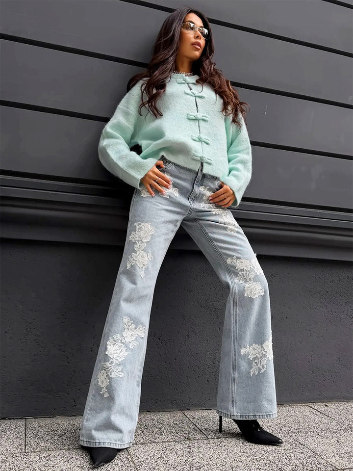 Áo cardigan len dài tay cổ tròn màu trơn cài khuy, form rộng — Màu tím, Xanh nhạt, Xanh quân đội, Xanh rêu đậm chi tiết 10