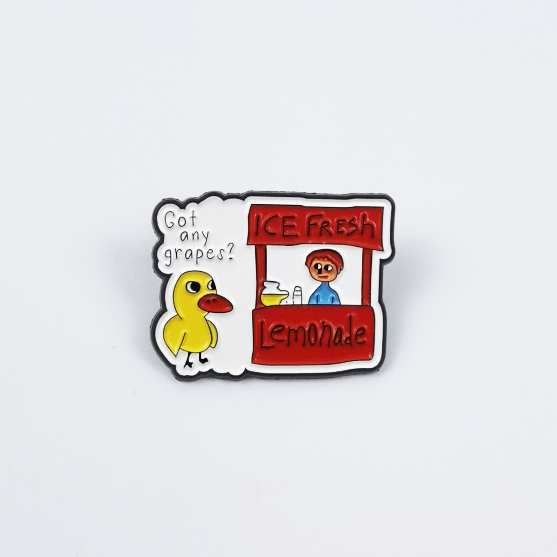 Broche con forma de pato amarillo frito fresco transfronterizo, bolso de pareja de dibujos animados lindo, accesorios fijos, pines de placa de aleación image 41