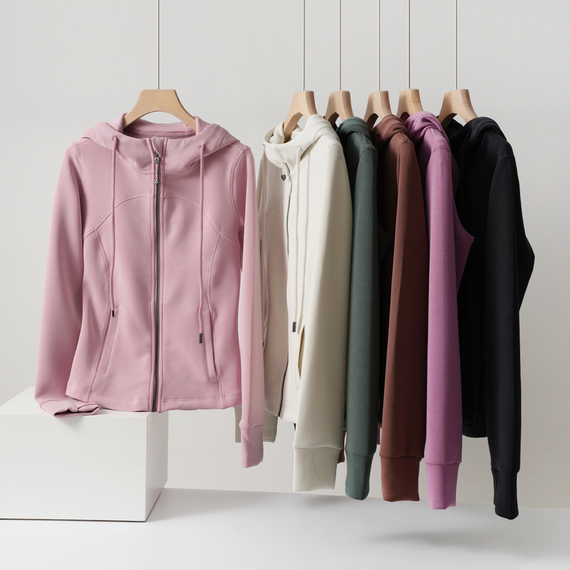 330g sand wash Lanjing modal ladies air layer hooded coat casual solid color hoodie spring and autumn women's clothing
