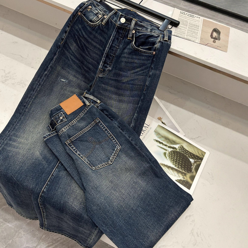 [Ready Stock] Rrl Classic Retro Distressed Loose Straight Jeans