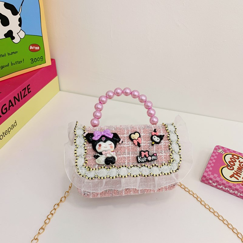 Niñas lindas bolsas de mano de perlas de princesa cadenas extranjeras bolsas de cinturón para niños bolsas de hombro de cambio de dibujos animados para niñas