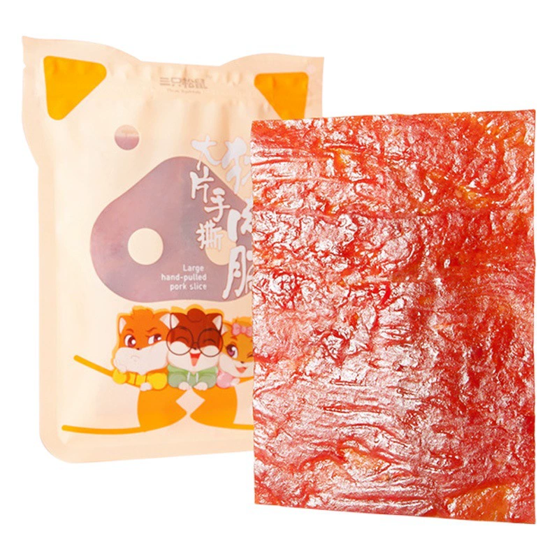 Мясные снеки Three Squirrels (Три Белки) с крупными кусочками мяса, 50 г, в стиле Цзинцзян, для повседневного перекуса