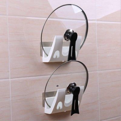 免打孔厨房锅盖架可沥水带接水盘收纳置物架硬质塑料锅盖架