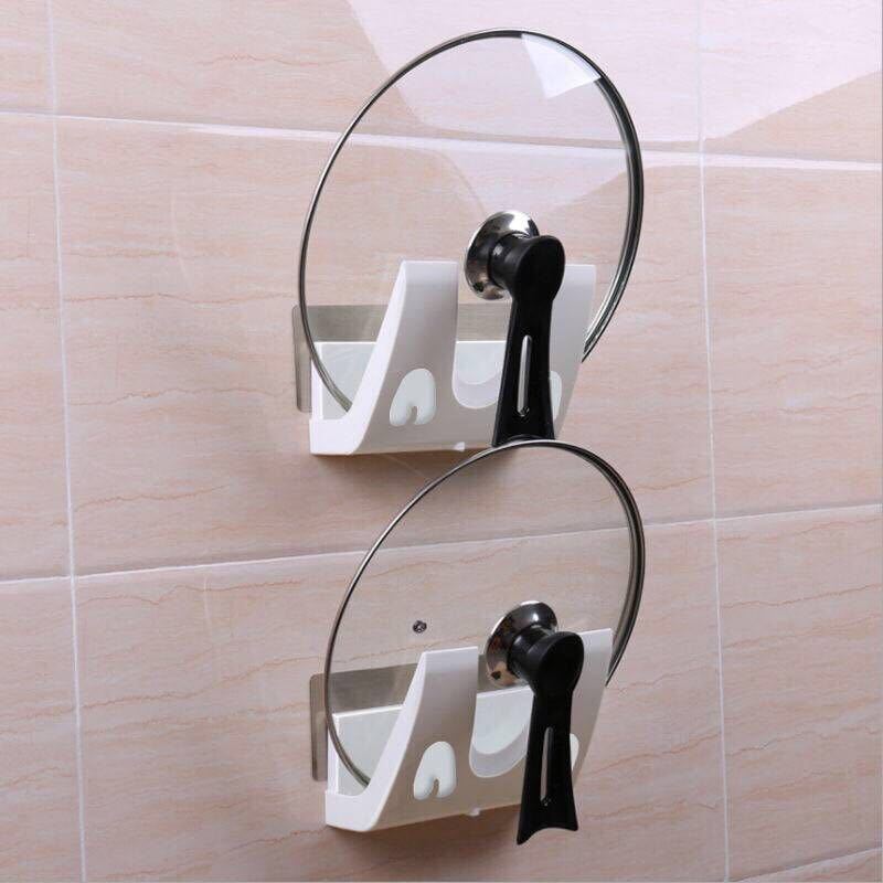 免打孔厨房锅盖架可沥水带接水盘收纳置物架硬质塑料锅盖架