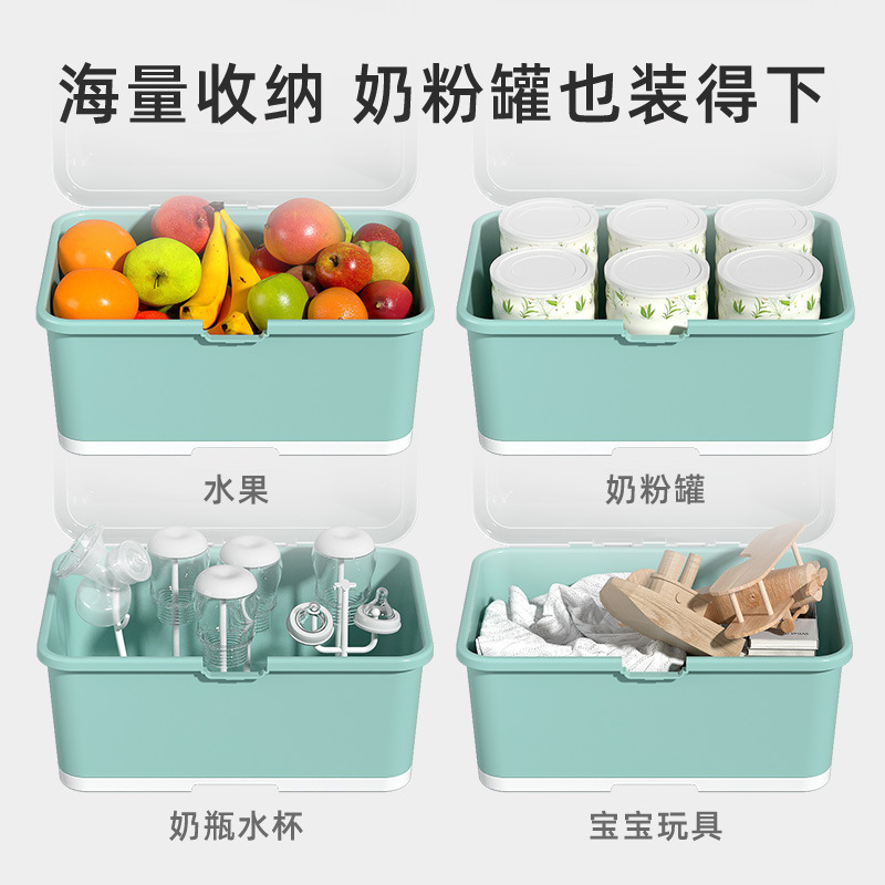 Caja de almacenamiento de biberón portátil de plástico para cubiertos de bebé caja de leche en polvo para artículos infantiles rack de almacenamiento a prueba de polvo image 2