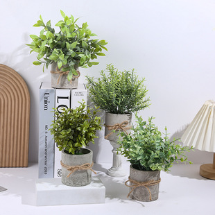 Cylindrical Pulp Potted Plant Combination Desktop Green Plant Ornaments Fake Flower Bonsai Temu Amazon Shein Creative Green Plants