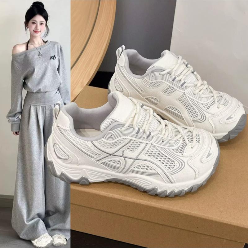 Ultra-light mesh thick-soled dad shoes for women, 2026 summer new popular breathable trendy height-increasing versatile sports casual shoes