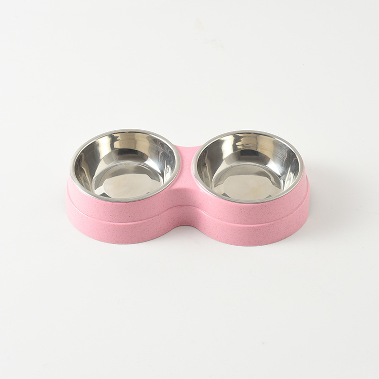 Nueva mascota tazón de acero inoxidable perro doble tazón gato perro comida tazón de agua potable alimentación extraíble perro tazón de una sola pieza entrega
