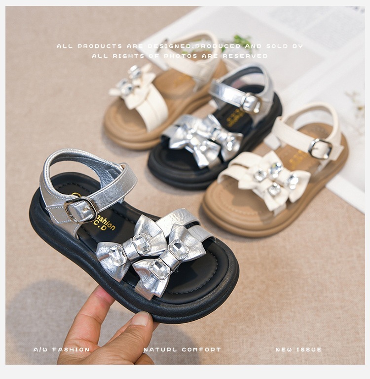 Sandali bambina con fiocco leggeri scarpe estive mare_voghion.com