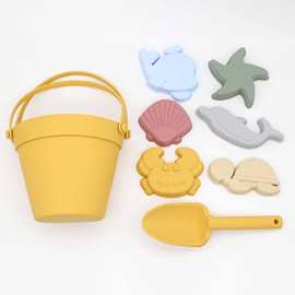 新款沙滩手提桶儿童玩具铲海洋系列戏水亲子挖沙硅胶沙滩玩具套装