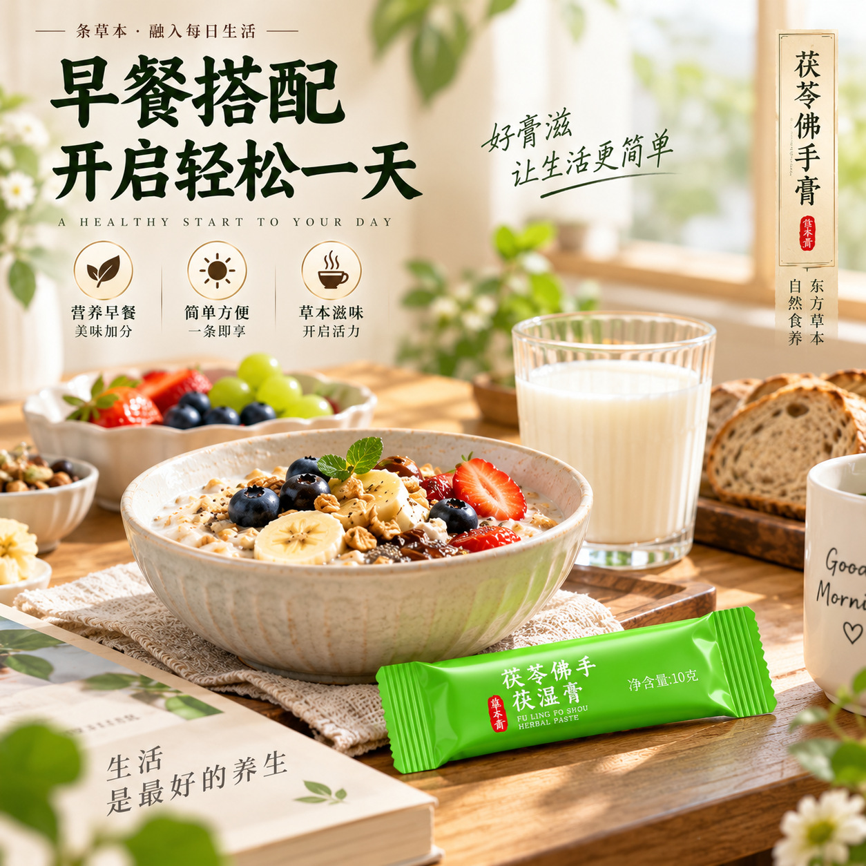 Fu Ling Gao (Poria & Wuzhimaotao Herbal Paste) — Ready-to-Eat Herbal Paste Sachets, 100g in use