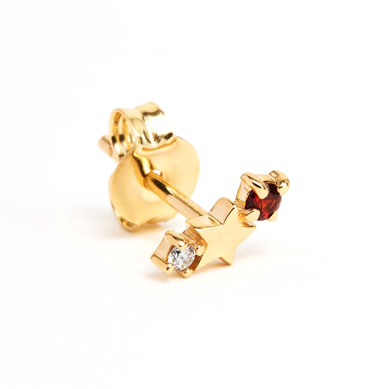 4g Weight Zircon Inlay Material Ear Studs Classification Daily Occasion 925 Sterling Silver Material Star Pattern Women'S Gender Plating Design Simple Style Style 925 Sterling Silver Zircon 925 Sterling Silver Earrings Star Ear Studs 16