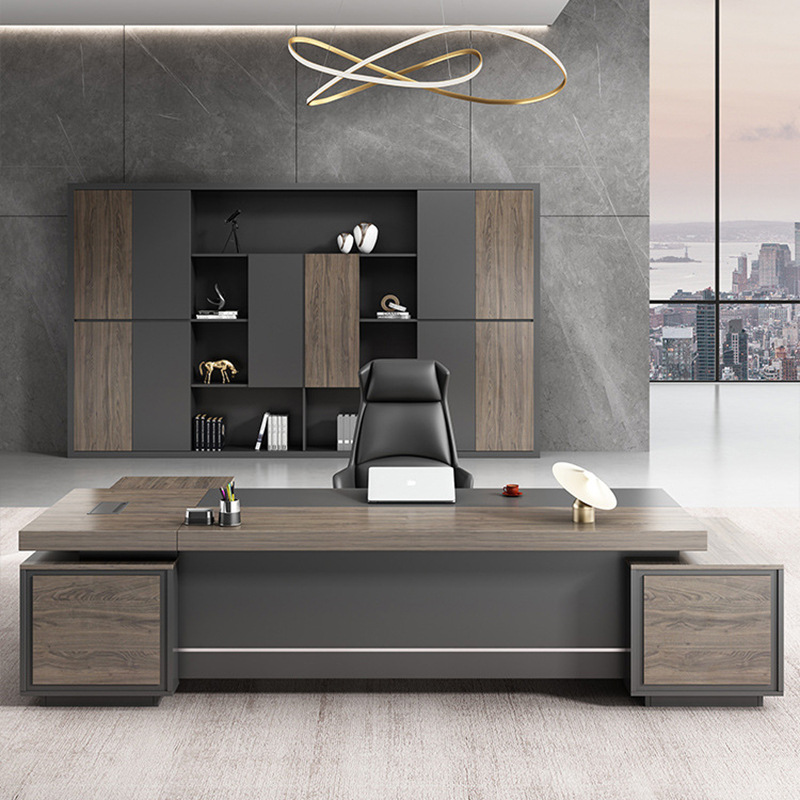 大氣老闆桌椅組合簡約現代經理室總裁家具董事長單人辦公桌子班台