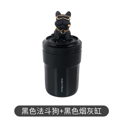 Car ashtray – for car interior use - black-ashtray-black-french-bulldog