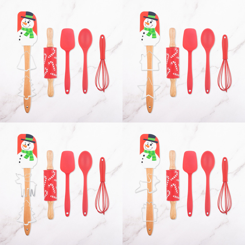 クリスマスシリカゲルヘッドクリームスクレーパーけやき木柄キッチンベーカリーデザートケーキヘラクッキー金型ベーカリーセット|undefined