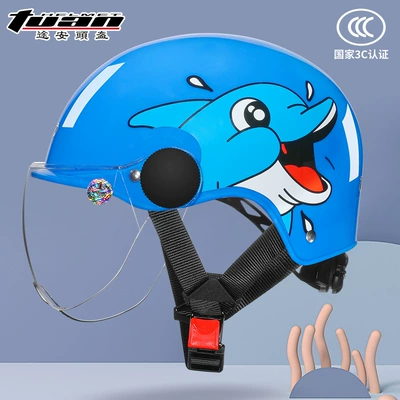 3C certification warm breathable children's general summer boys and girls students cartoon half helmet electric car helmet (Motosiklet kaskı (dəbilqə)) - b719-childrens-helmet-blue-one-size-fits-all-48-53cm-recommended-for-3-12-years-old