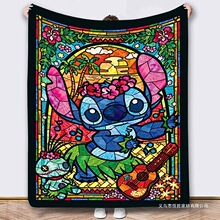 外贸数码印花毛毯卡通史迪奇史迪仔法兰绒毯子空调午睡毯工厂直供