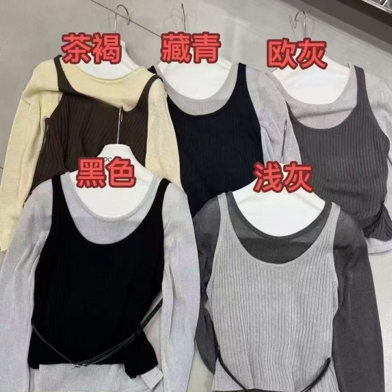 十三行2025秋装新款拼接假两件针织衫女设计感小众宽松长袖上衣|undefined