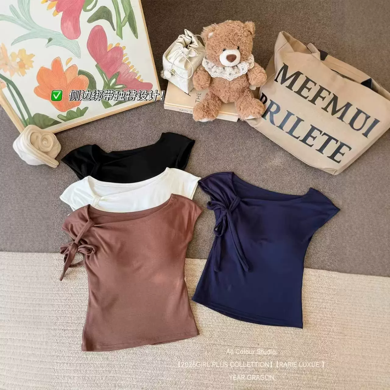 美式辣妹露肩斜肩短袖t恤女夏夏季修身紧身短款不规则一字肩上衣