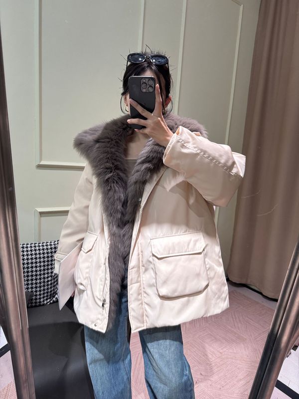 大码女装180斤海宁皮草狐狸毛外套加厚保暖鹅绒羽绒服新款派克服|undefined