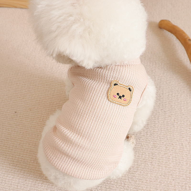 강아지 옷 와플 원단 곰돌이 조끼 베스트 사계절 반려견 데일리 의류