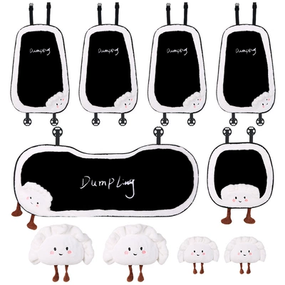 Suitable for Car Lumbar Cushion Integrated Seat Cushion, Cute and Good-Looking Autumn and Winter Warm Car Lumbar Cushion (Waist support) - plush-dumpling-cushion-seven-piece-set-lumbar-support-2-headrest-2