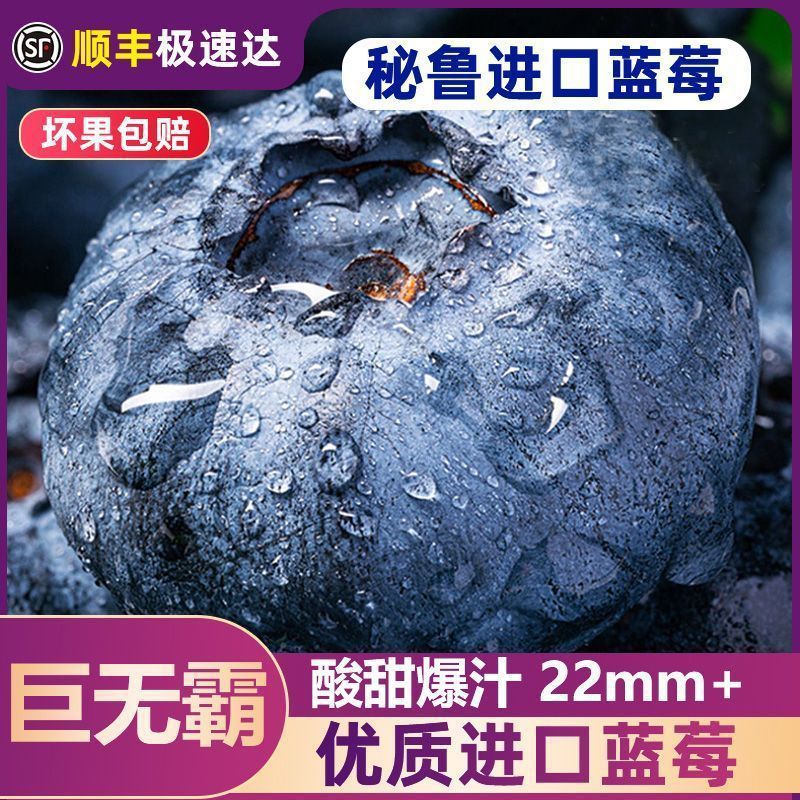 秘鲁进口蓝莓新鲜孕妇水果巨无霸超大果22mm+蓝莓果