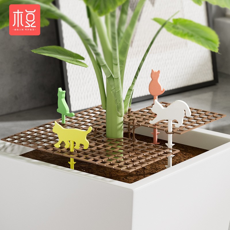 花盆护土盖护栏条固定栓儿童防洒保护镂空盖子防猫狗保护固定栓