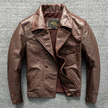 孟加拉植鞣头层牛皮加州小熊男士真皮皮衣机车服成衣重水洗外套