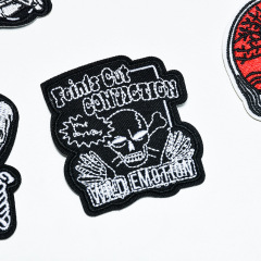 麗的diy電腦繡花章黑白英文字母補丁貼服裝輔料徽章跨境刺繡布貼