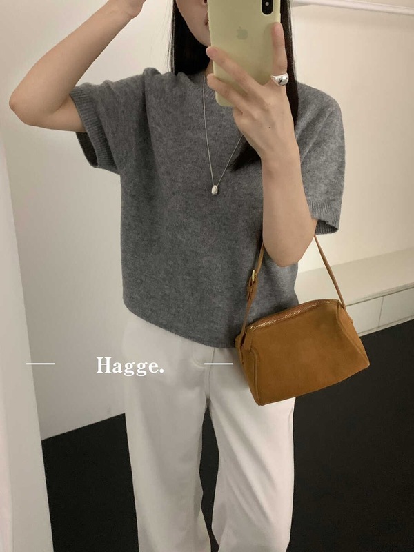 春秋100%纯羊毛短袖女五分袖圆领套头羊毛针织打底衫半袖毛衣女潮|undefined